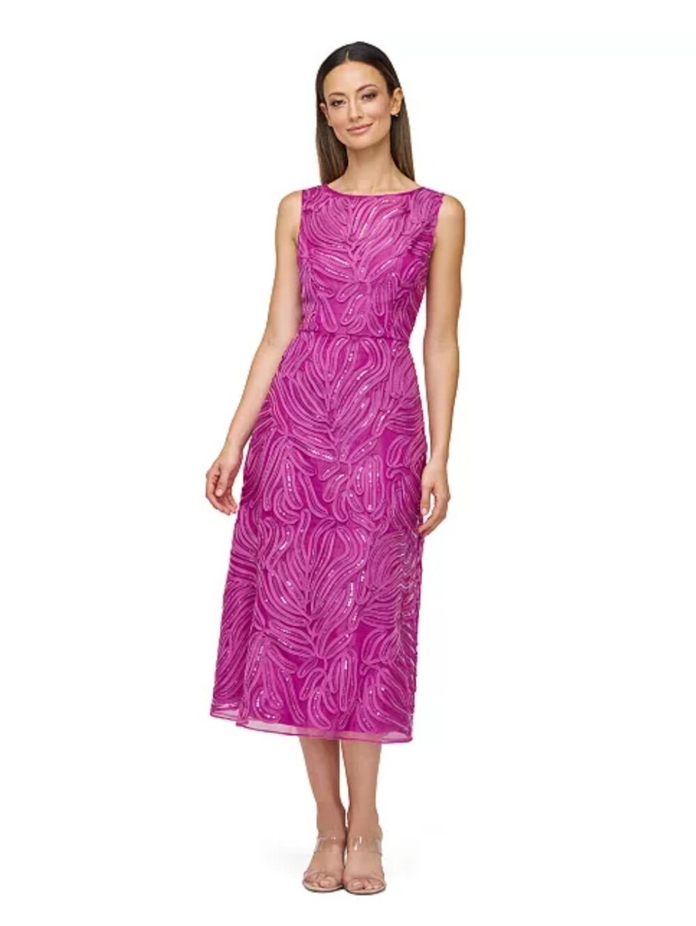 JS Collections Size 10 Deep Orchid Soutache Sequin Cocktail Dress Formal $358